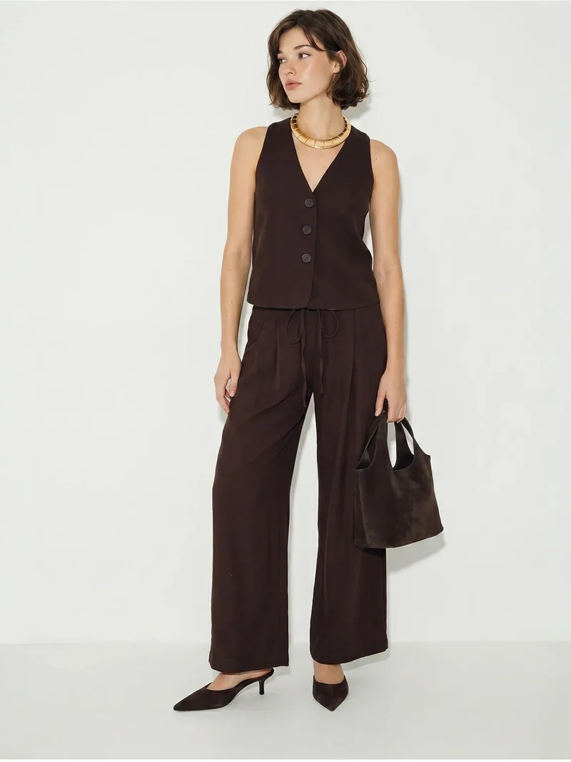 بيانكو لوتشي LUCCI Cotton Vest And Wide-Leg Trousers Set