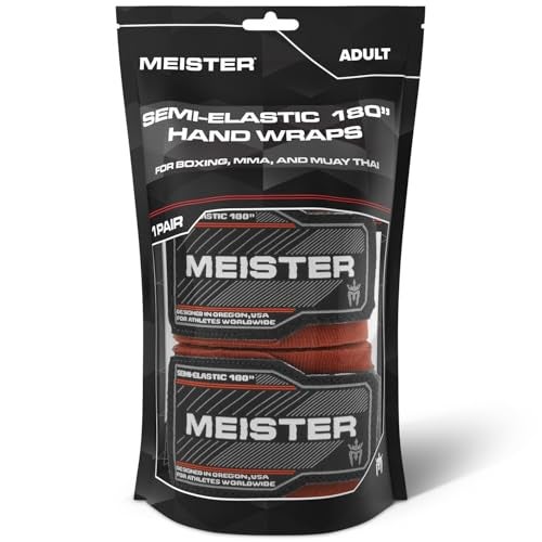 Meister Adult 180" Semi-Elastic Hand Wraps for MMA & Boxing (Pair) - Brown - Image 3