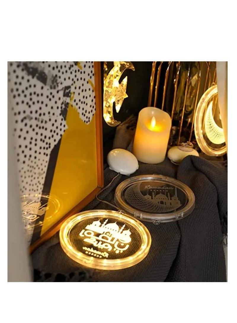 Y&D Eid Decoration 3D Disc Battery Hanging Lights Ramadan Castle Moon LED Lights Ramadan Decoration - Image 5