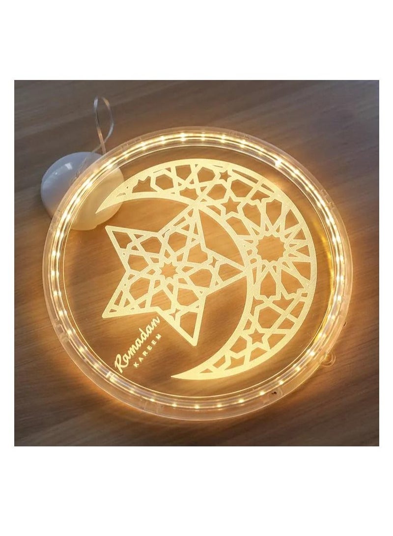 Y&D Eid Decoration 3D Disc Battery Hanging Lights Ramadan Castle Moon LED Lights Ramadan Decoration - Image 2