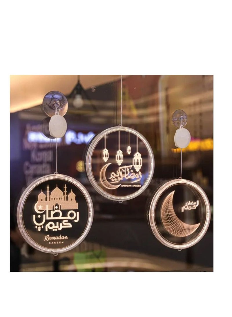 Y&D Eid Decoration 3D Disc Battery Hanging Lights Ramadan Castle Moon LED Lights Ramadan Decoration - Image 3