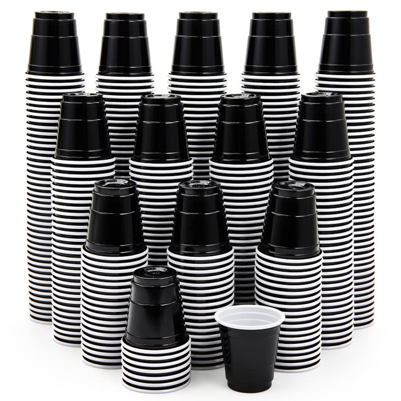 Lilymicky 600 PACK 2 oz Plastic Shot Glasses Mini Black Disposable Shot Cups for Parties Carnivals and Any Events