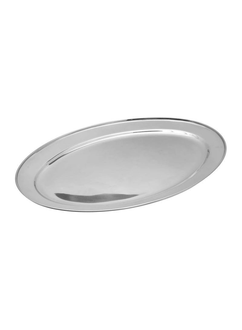 AKDC Raj Stainless Steel Oval Serving Tray OT0060, Rice Plate Salad Plate Side Plate Platter Serving Plate-60CM - Image 1