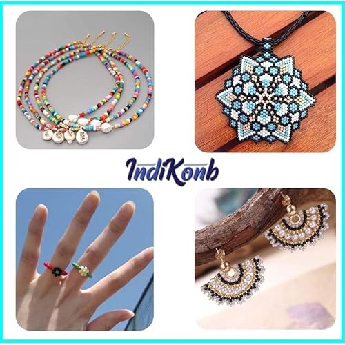 INDIKONB Seed Beads Transparent Finish Small Glass Beads Size 8/0-3mm Sugar Glass Beads for Embroidery, Aari Work, Jewellery Making (Yellow) - Image 5
