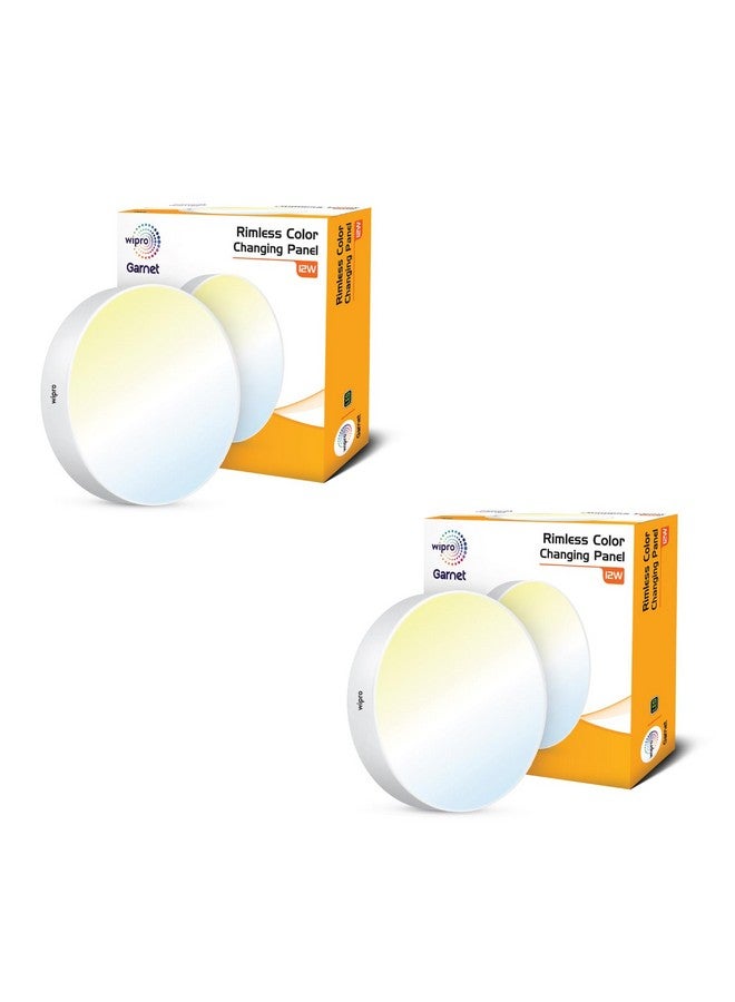 wipro Garnet 12W Rimless Round CCT Surface Panel | Colour Changing Panel | Warm White, Neutral White, Cool White | Elegant Rimless Design | Surface Mounted LED Downlighter for Ceiling |Pack of 2 - Image 1