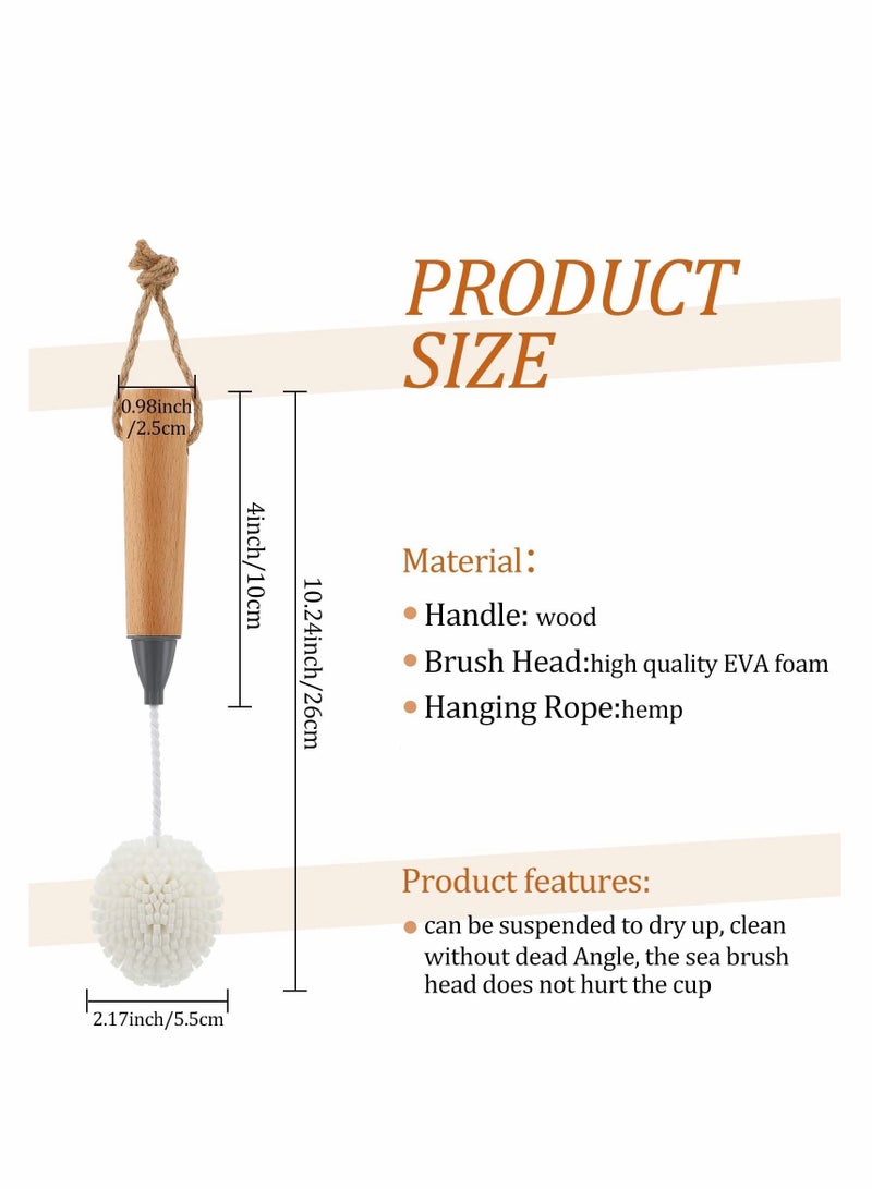 Y&D Glass Cleaning Brush Flute and Stemware Non Scratch Foam with Wooden Handles for Champagne Flutes Glassware Drinking Cleaner Tool (Dark Color, 2PCS)  - Image 2
