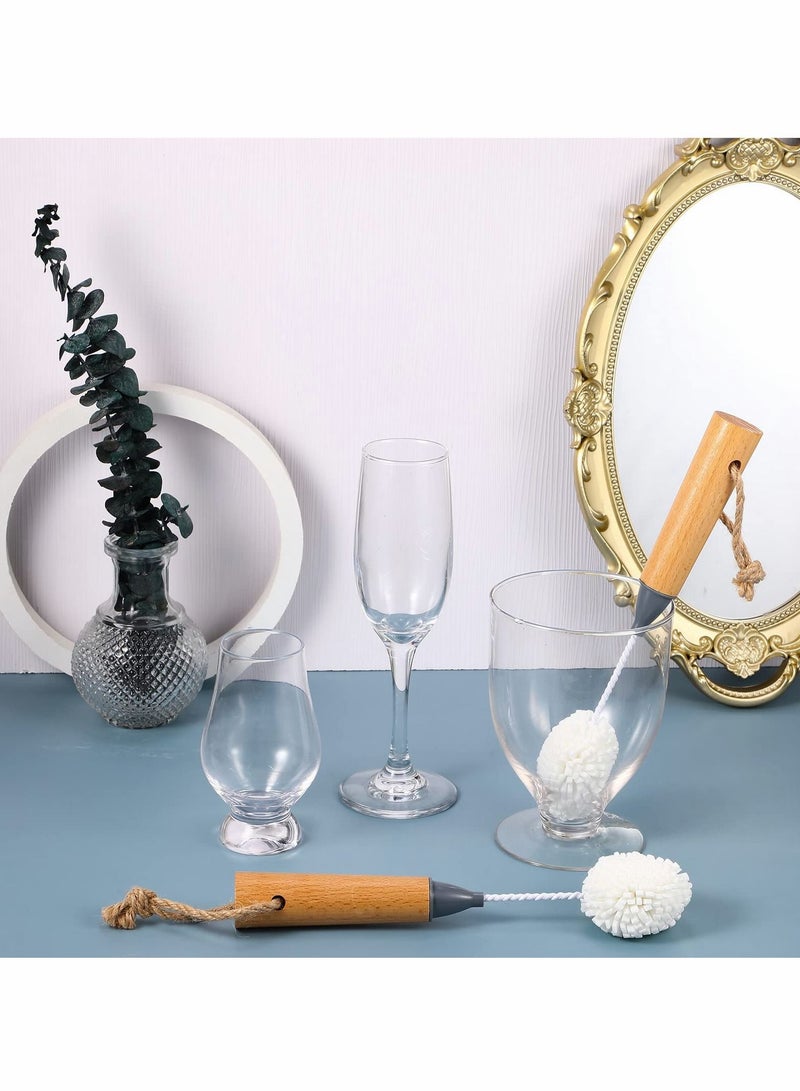 Y&D Glass Cleaning Brush Flute and Stemware Non Scratch Foam with Wooden Handles for Champagne Flutes Glassware Drinking Cleaner Tool (Dark Color, 2PCS)  - Image 4