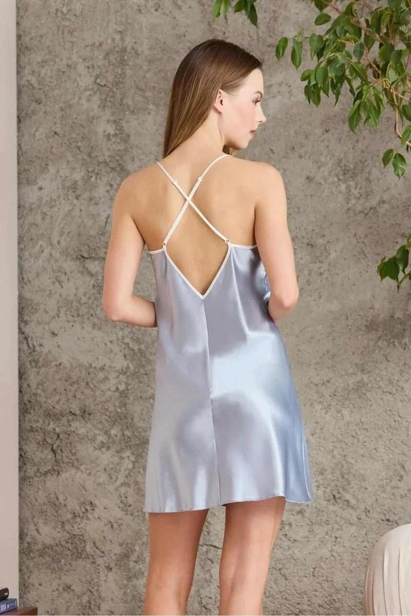 pierre cardin 2420 Women's Satin Printed Dressing Gown Nightgown Set-Mist