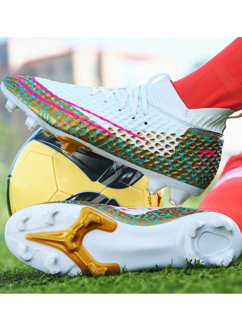 Loquat High-Top Cleats Competition Sports Football Shoes White - Image 2