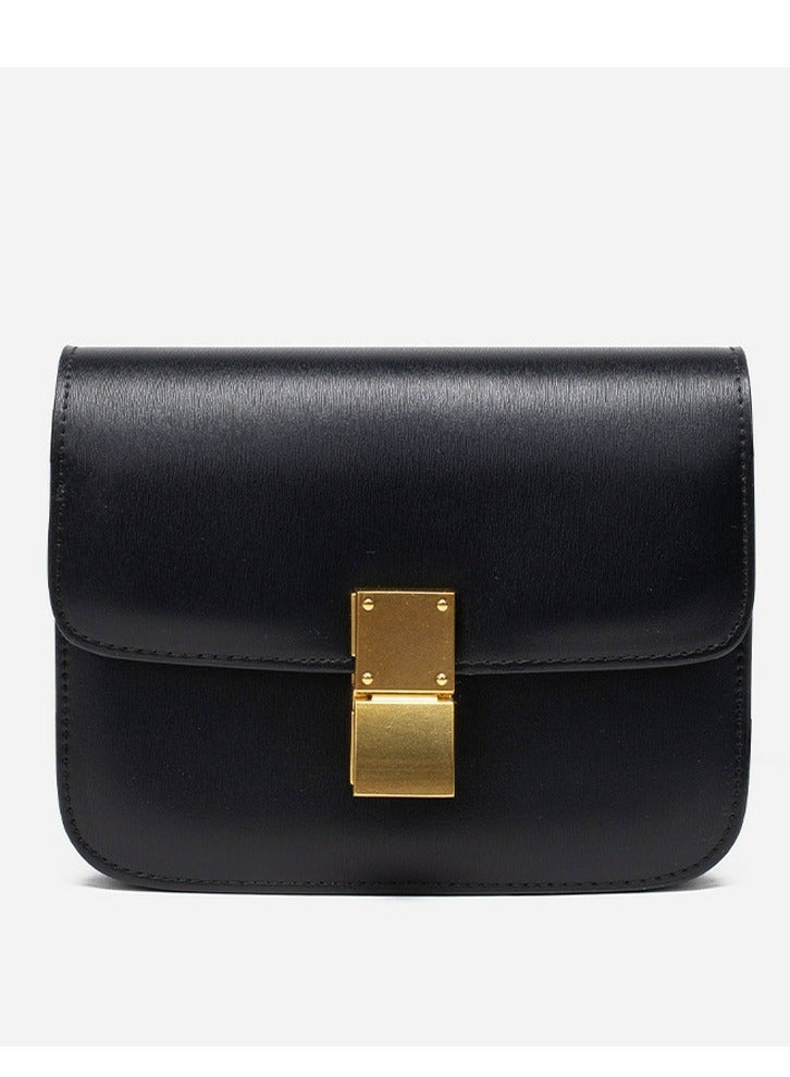 Loquat Ladies' Stylish Small Box Handbag Single Shoulder Crossbody Bag Black  - Image 1