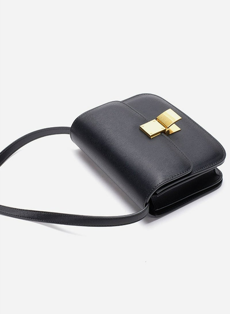 Loquat Ladies' Stylish Small Box Handbag Single Shoulder Crossbody Bag Black  - Image 2