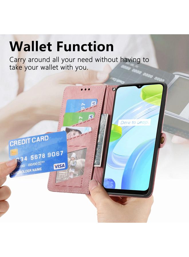 S-TOP Case For Realme C30S Geometric Zipper Wallet Side Buckle Leather Phone Case - Image 3