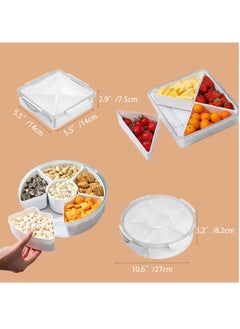 KASTWAVE Veggie Tray with Lid-Divided Serving Tray With Lid ,Tray with 4 Compartments , Reusable Food Storage Containers for Party Serving Platter, Fruit Vegetable Snack Tray Container,Nut ,Desserts,Fridge  - Image 2