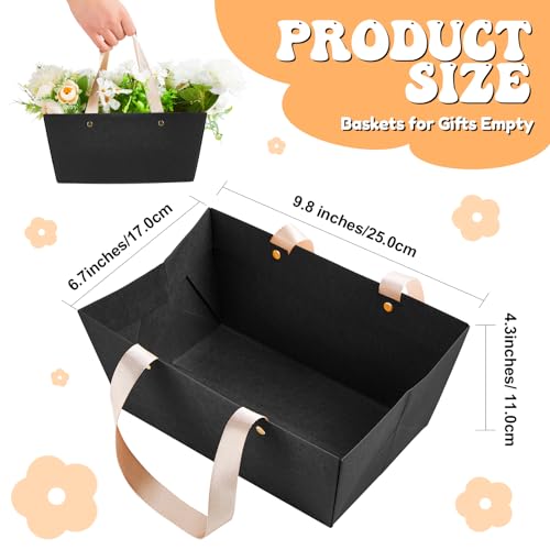 Tuanse 30 Pcs Basket for Gift Empty DIY Bulk Gift Basket Kit with Handle Kraft Cardboard Tray with 30 Bag 30 Bow Market Tray for Wedding PartyBlack98 x 65 x 43 in - Image 3