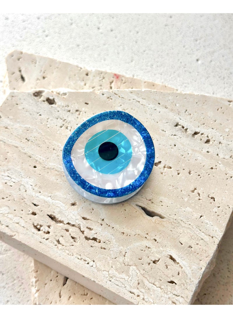 Round evil eye clip - Blue