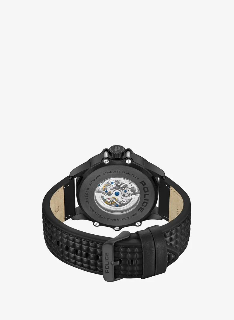 Police  Luang White Dial Black Leather Strap Gents Automatic Watch With Stainless Steel Case for Men | Best Price UAE