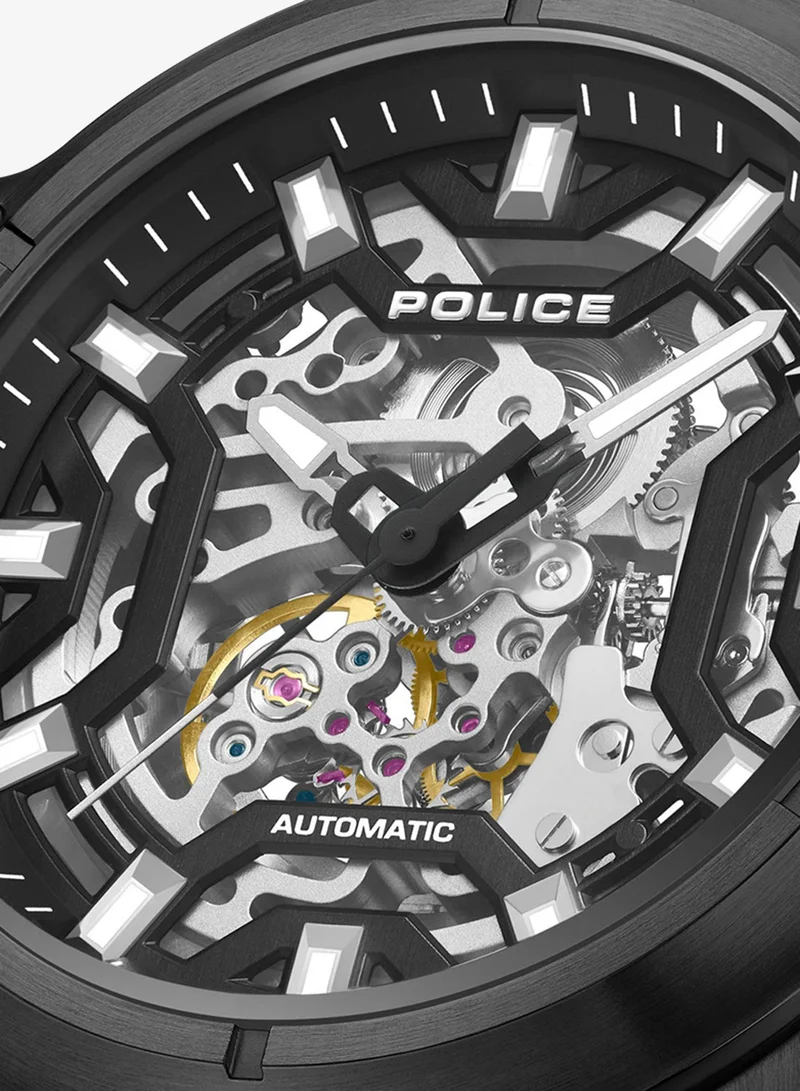 Police  Luang White Dial Black Leather Strap Gents Automatic Watch With Stainless Steel Case for Men | Best Price UAE