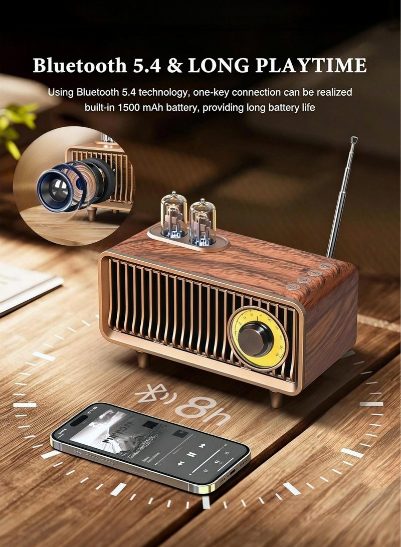 FVWA Retro Bluetooth Speaker, Vintage Radio, bass, Bluetooth 5.4 Wireless Connection, Suitable for Home Office, Outdoor Party, Portable Speaker, Suitable for iPhone, Android Speaker - Image 2