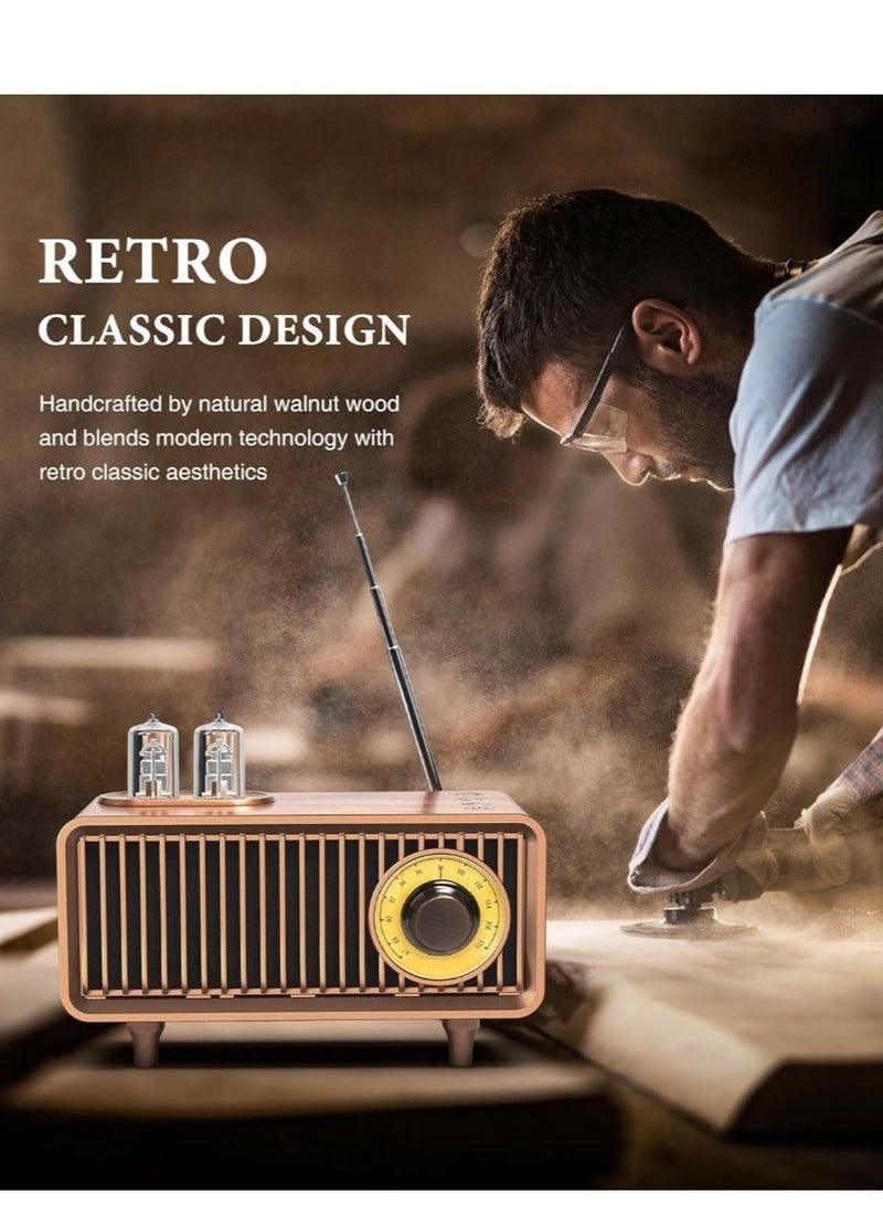 FVWA Retro Bluetooth Speaker, Vintage Radio, bass, Bluetooth 5.4 Wireless Connection, Suitable for Home Office, Outdoor Party, Portable Speaker, Suitable for iPhone, Android Speaker - Image 5
