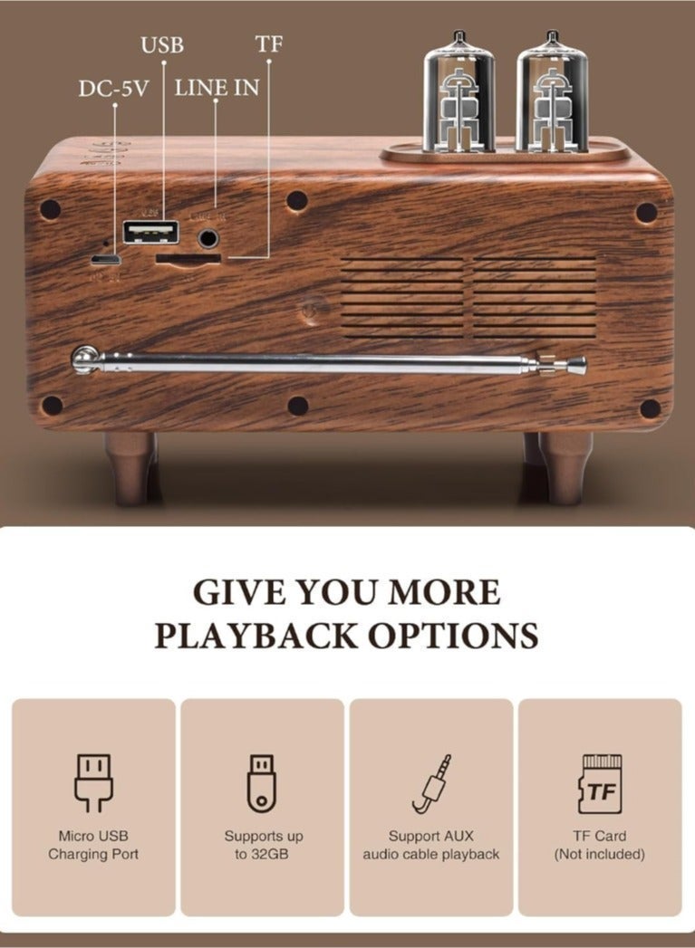 FVWA Retro Bluetooth Speaker, Vintage Radio, bass, Bluetooth 5.4 Wireless Connection, Suitable for Home Office, Outdoor Party, Portable Speaker, Suitable for iPhone, Android Speaker - Image 4