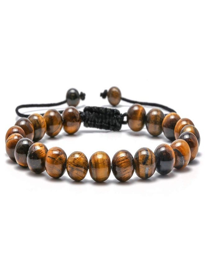 M MOOHAM 8Mm Stone Tiger Eye Bracelet, Stress Relief Yoga Beads Adjustable Bracelet Anxiety Aromatherapy Essential Oil Diffuser Healing Lava Bracelet For Men Women, 9.4 Inches, Stone - Image 1