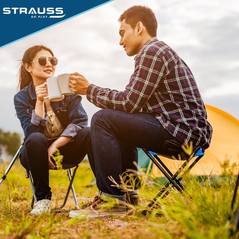 Strauss Portable Compact Folding Chair With Carry BagPortable Camping Chair With 4 LegsLightweight BreathablePerfect For Outdoor CampingBeachPicnicsAnd Hiking30 X 30 X 26 Cm FabricGreen - Image 2