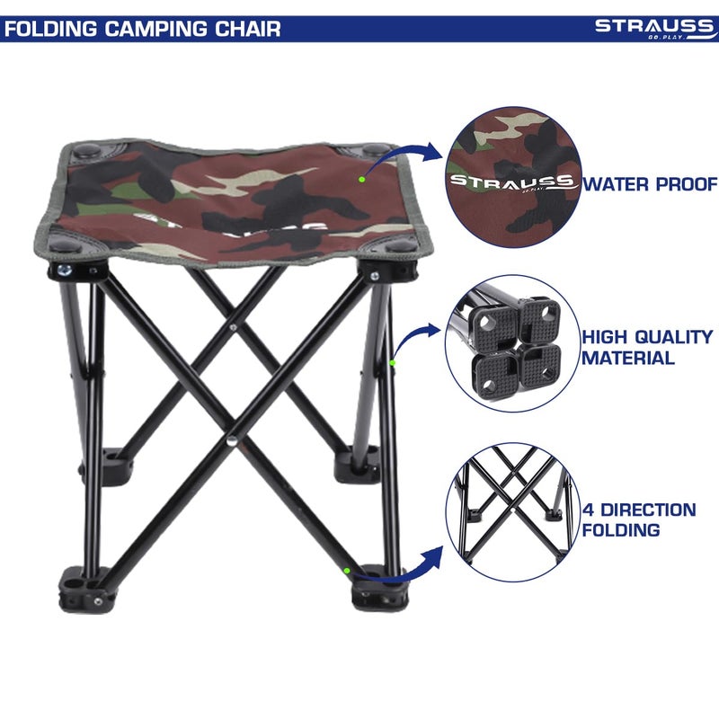 Strauss Portable Compact Folding Chair With Carry BagPortable Camping Chair With 4 LegsLightweight BreathablePerfect For Outdoor CampingBeachPicnicsAnd Hiking30 X 30 X 26 Cm FabricGreen - Image 4