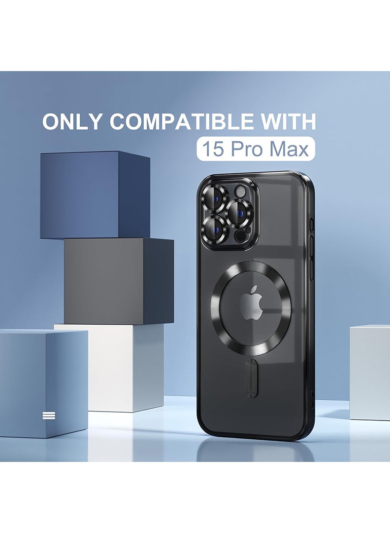 Theodor Magnetic Case for iPhone 15 Pro Max with MagSafe Drop Protection Full Camera Lens Protector And Clear Screen Protector Soft Clear Phone Case 6.7 inch - Black - Image 2