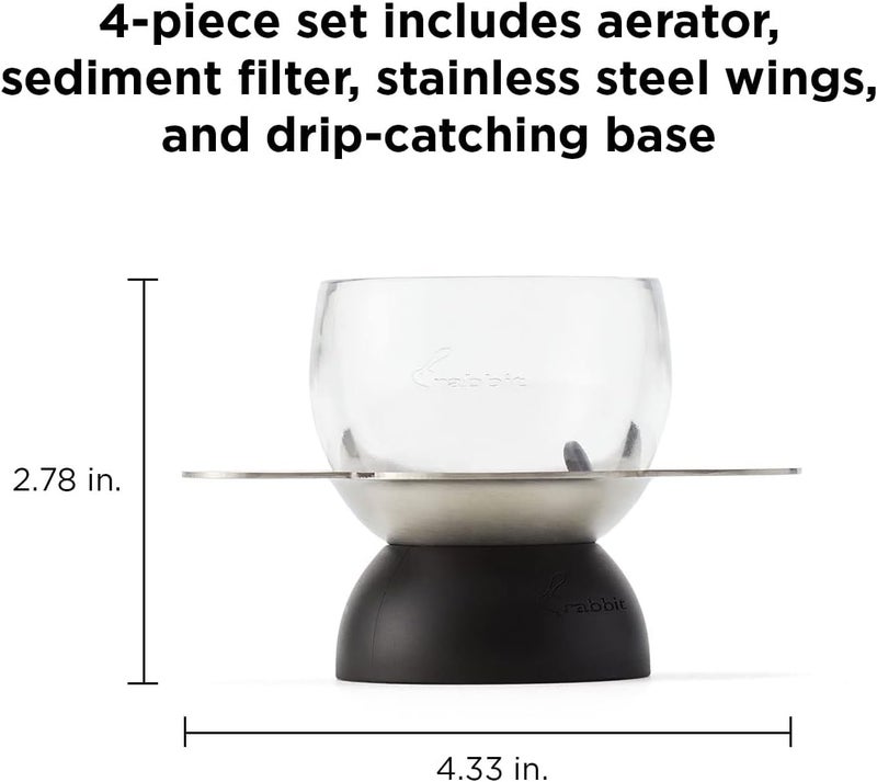 rabbit Wine, Wine Aerator with Sediment Strainer and Stand, Hand-Free Wine Decanter for Red Wine Lovers, 3.35 x 3.35 x 5.6 IN - Image 2