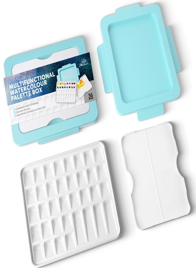 PHOENIX Watercolor Palette Box - 36 Well Large Empty Paint Palette with Lid and 3 Mixing Areas Palettes for Water Color, Gouache, Acrylic & Water Based Paints 12x10 Inch - Image 1