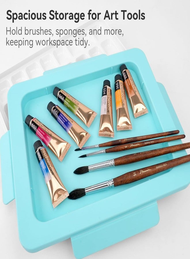 PHOENIX Watercolor Palette Box - 36 Well Large Empty Paint Palette with Lid and 3 Mixing Areas Palettes for Water Color, Gouache, Acrylic & Water Based Paints 12x10 Inch - Image 4