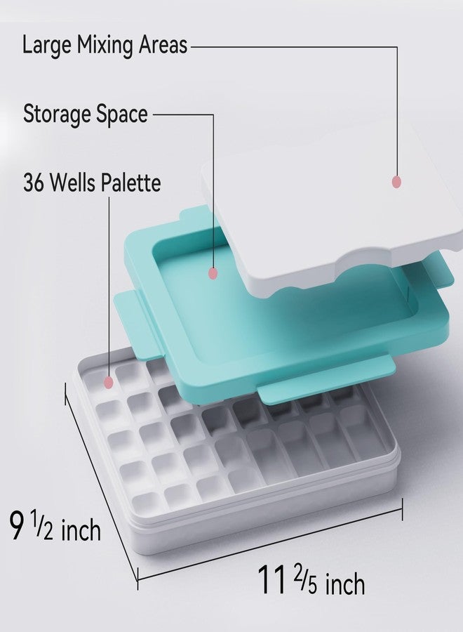 PHOENIX Watercolor Palette Box - 36 Well Large Empty Paint Palette with Lid and 3 Mixing Areas Palettes for Water Color, Gouache, Acrylic & Water Based Paints 12x10 Inch - Image 3