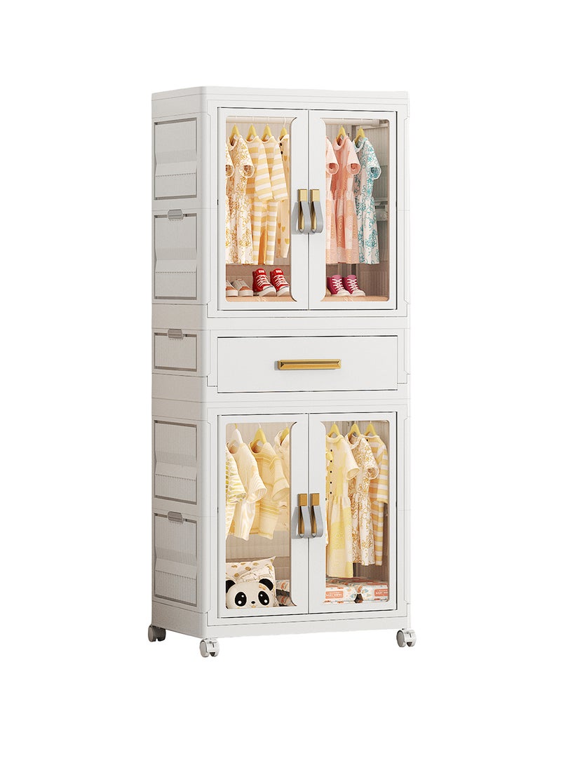 أولييرو خزانة بلاستيكية قابلة للطي بمقاس 54×34×140 سم مع خزانتين ودرج واحد - Image 1