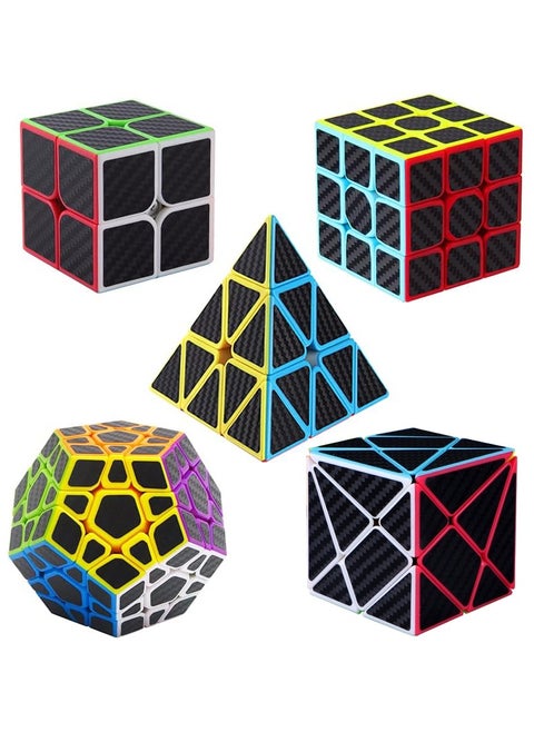 5 Piece Rubiks Cube Set 2x2 3x3 5x5 Pyramid Skewb 3D Speed Cube Game Twisty Puzzle Toy Gift For Kids Adults Speed Cubing Beginners Or Puzzle Enthusiasts