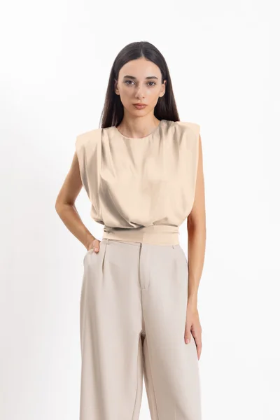 SHAPES SATIN BACK TIE TOP