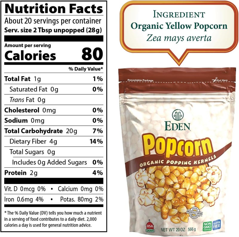 Eden Organic Yellow Popcorn Kernels - 20 oz (2-Pack) - Image 2