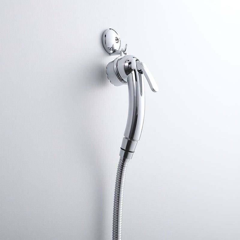 Chrome Color Press Type Spray Gun With Hook Bathroom Shower Head Small Shower Head Faucet Butt Cleaning Nozzle Toilet Spray Gun Household Female Hygiene Device RV Shower Pet Cleaning Nozzle - Image 1