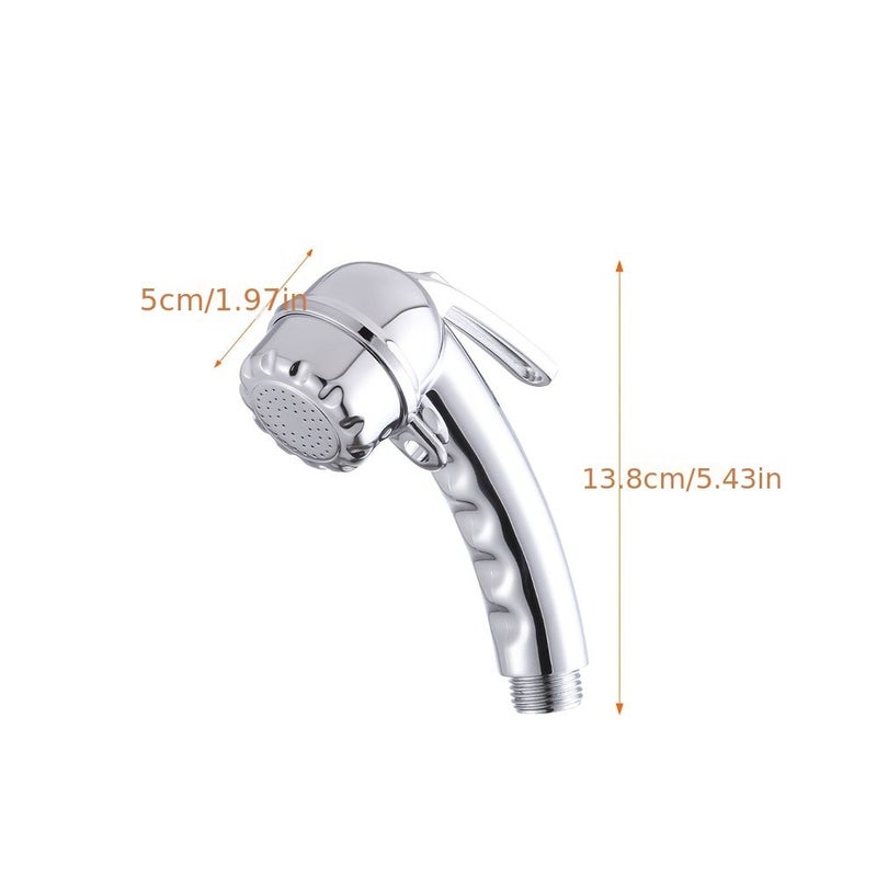Chrome Color Press Type Spray Gun With Hook Bathroom Shower Head Small Shower Head Faucet Butt Cleaning Nozzle Toilet Spray Gun Household Female Hygiene Device RV Shower Pet Cleaning Nozzle - Image 2