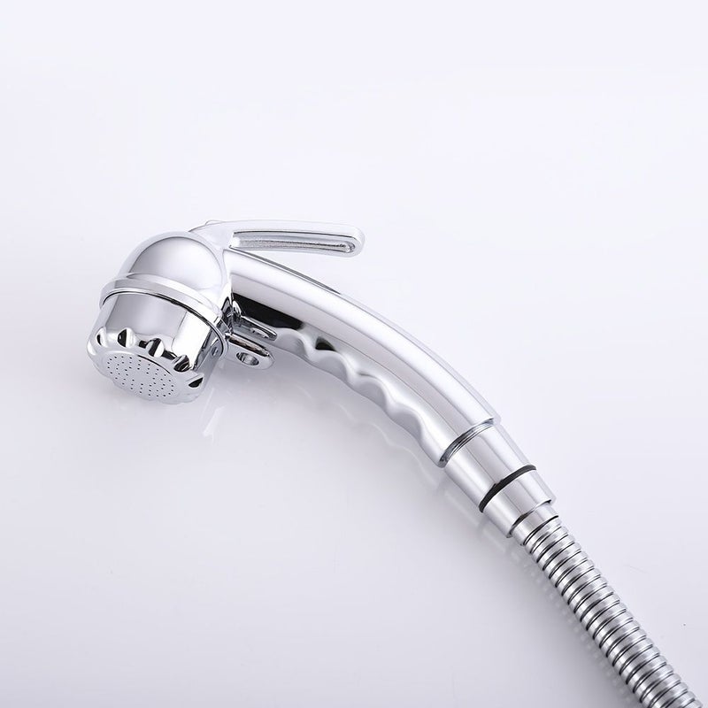 Chrome Color Press Type Spray Gun With Hook Bathroom Shower Head Small Shower Head Faucet Butt Cleaning Nozzle Toilet Spray Gun Household Female Hygiene Device RV Shower Pet Cleaning Nozzle - Image 5