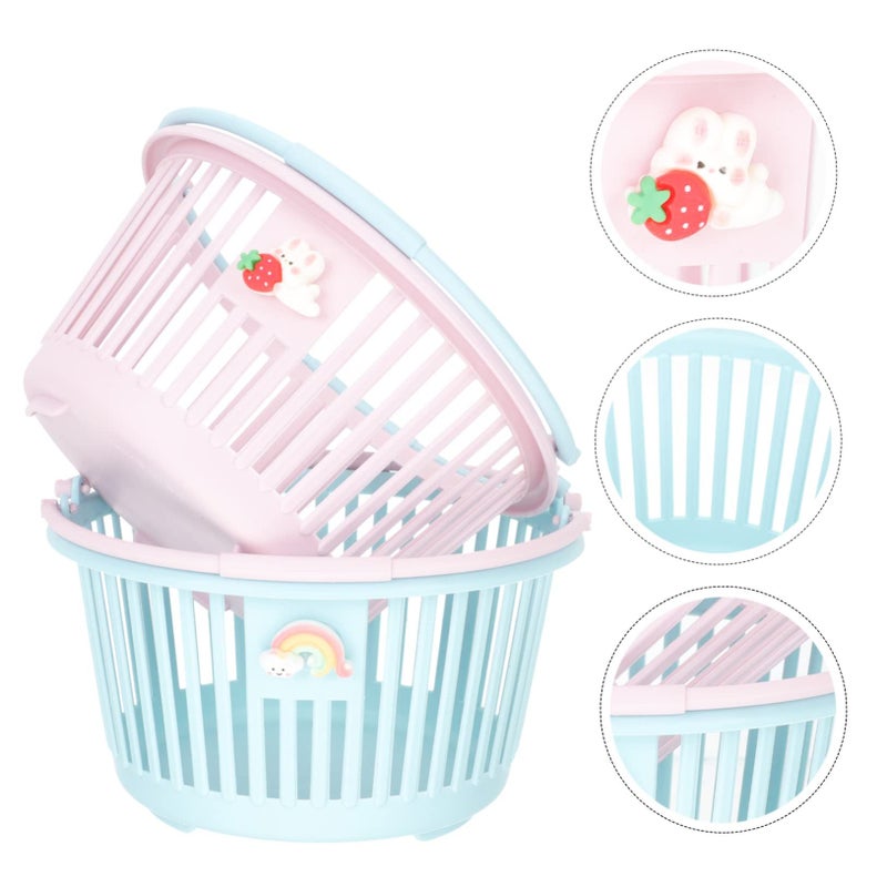 2 Multi Use Small Storage Baskets For Bathroom Kitchen Organization With Smooth Edges - Image 3