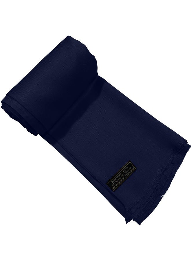 CJ Apparel Navy Blue Dark Blue Solid Color Fringe Design Nepalese Shawl Scarf Wrap Stole Throw Head Wrap Pashmina Hand Made in Nepal New, Navy Blue Fc1088, One size - Image 5