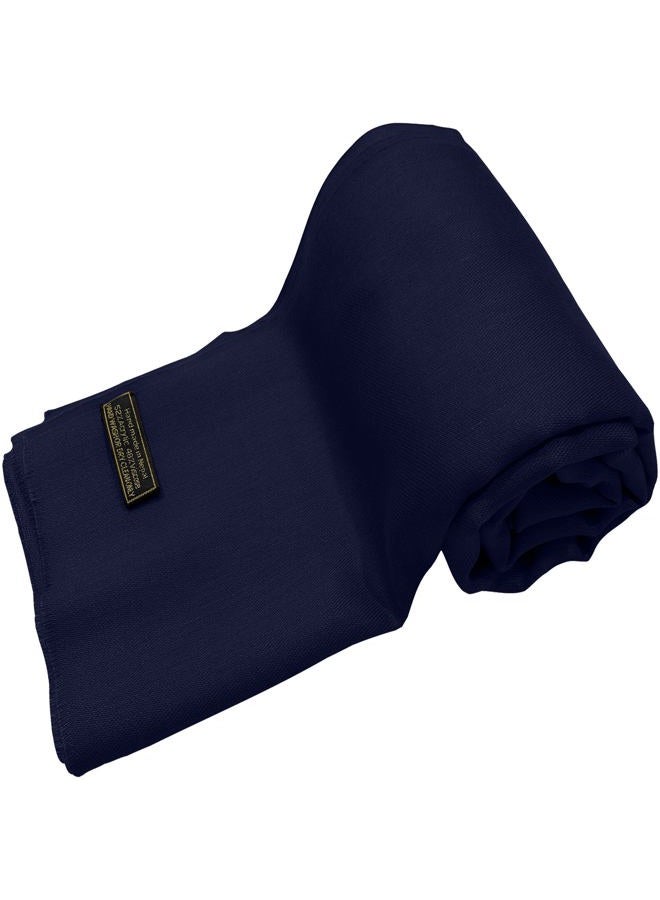 CJ Apparel Navy Blue Dark Blue Solid Color Fringe Design Nepalese Shawl Scarf Wrap Stole Throw Head Wrap Pashmina Hand Made in Nepal New, Navy Blue Fc1088, One size - Image 3