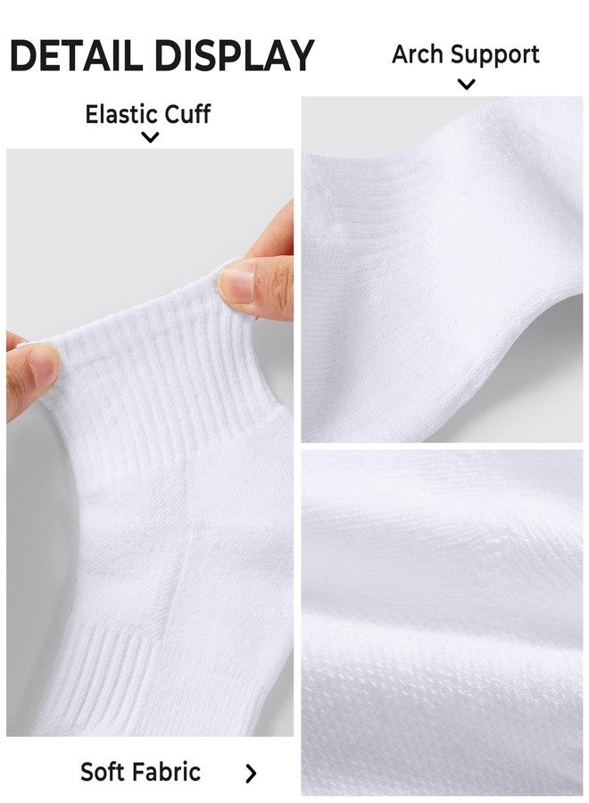 BOOPH 6 Pairs Kids Socks Boys Girls Cushioned Quarter Socks Athletic Ankle Sock 7-10 Years White - Image 5