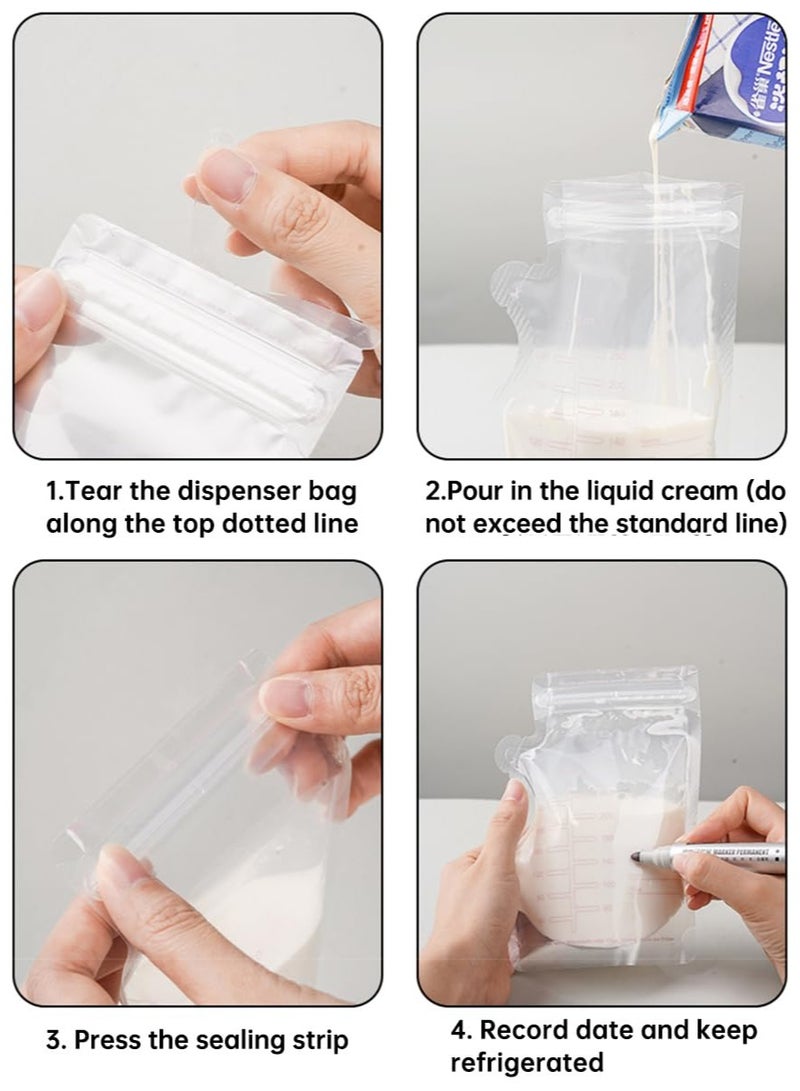 YQINU 30 Pcs 250ML Breastmilk Storage Bags 8oz Breast Milk Storing Bags BPA-Free Milk Storage Bags with Pour Spout for Breastfeeding Self-Standing Bag Space Saving Flat Profile Sealing for Fridge or Freezer Use - Image 3