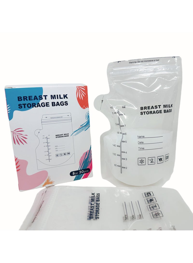 YQINU 30 Pcs 250ML Breastmilk Storage Bags 8oz Breast Milk Storing Bags BPA-Free Milk Storage Bags with Pour Spout for Breastfeeding Self-Standing Bag Space Saving Flat Profile Sealing for Fridge or Freezer Use - Image 2