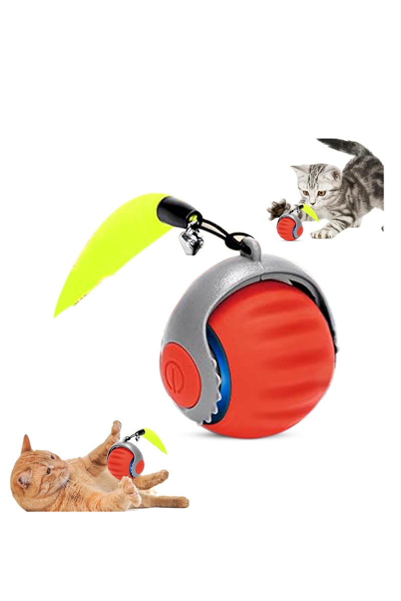 لوكسيرا العاب قطط – كرة قطط أتوماتيكية، لعبة كرة ذكية دوارة 360° للقطط المنزلية، لعبة هادئة بشحن USB، كرة متحركة ذكية لتسلية القطط، هدية مثالية للقطط البالغة والقطط الصغيرة (برتقالي) - Image 1