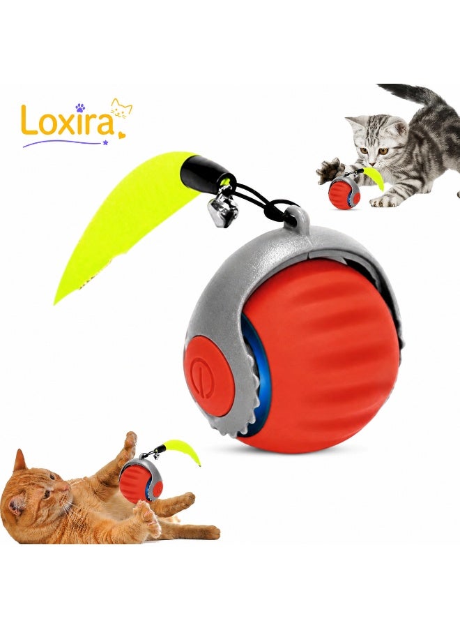 Automatic Cat Toy Ball - Interactive Smart 360° Rotating Ball for Indoor Cats, USB Charging Quiet Kitten Toy, Intelligent Moving Ball Puzzle for Boredom Relief, Fun Gift for Adult Cats & Kittens (Orange)