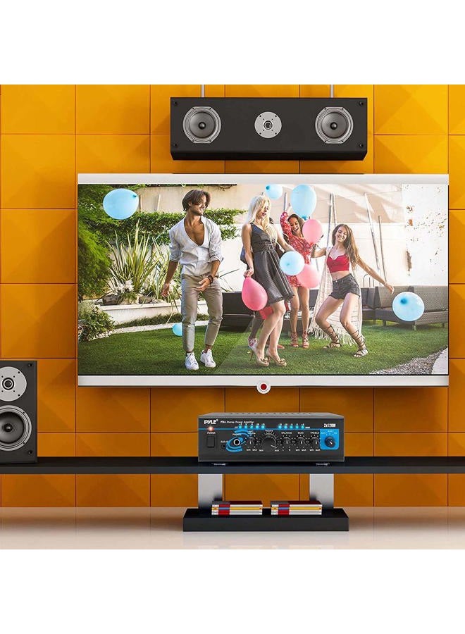 Pyle Home Home Audio Power Amplifier System with Bluetooth - 2X120W Mini Dual Channel Mixer Sound Stereo Receiver Box w/RCA, AUX, Mic Input - For Amplified Speakers, PA, Theater, Studio Use -PTA4 - Image 5