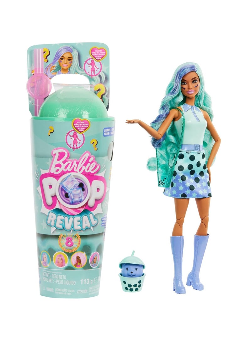 Barbie Pop Reveal Bubble Tea Series Doll & Accessories with Fashion Doll & Pet, 8 Surprises Include Color Change, Cup with Storage (Styles May Vary), HTJ21 - Image 1