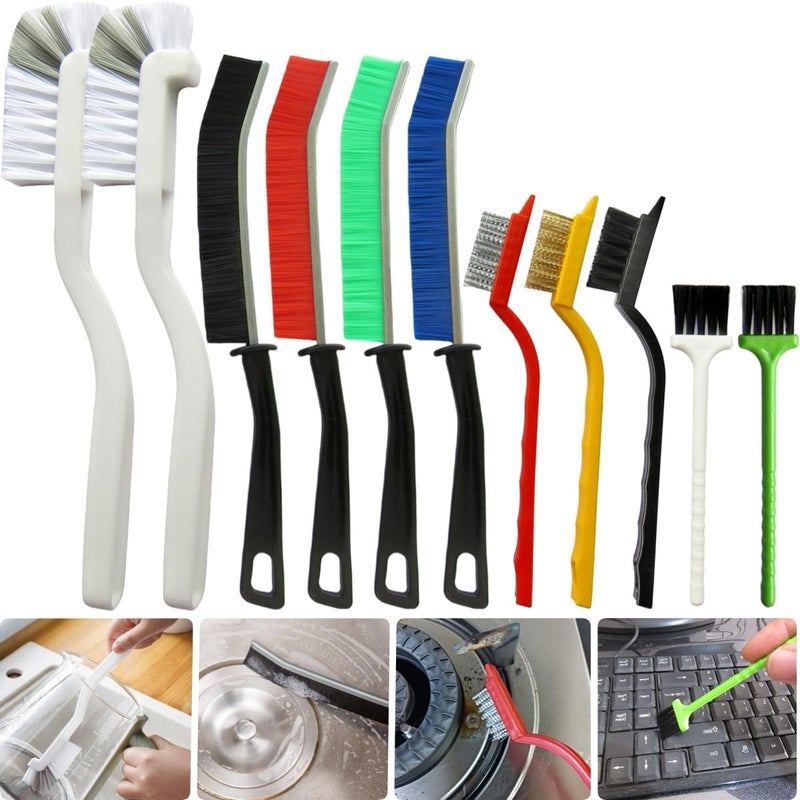 CRAFNEW 11Pcs Crevice Cleaning Brush Set, Hard Bristle Gap Cleaner Brushes,Ideal for deep Cleaning Gaps, Kitchens, Sinks, bathrooms, Tight Spaces, Corners, Bottles, Cups, teapots - Image 1